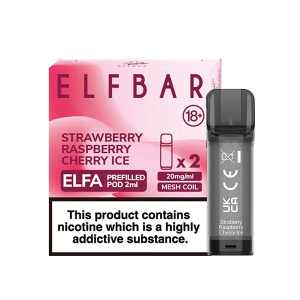 Strawberry Raspberry Cherry Ice Nic Salt E Liquid Pods - Elfa Series (2 x 2ml) | 20mg