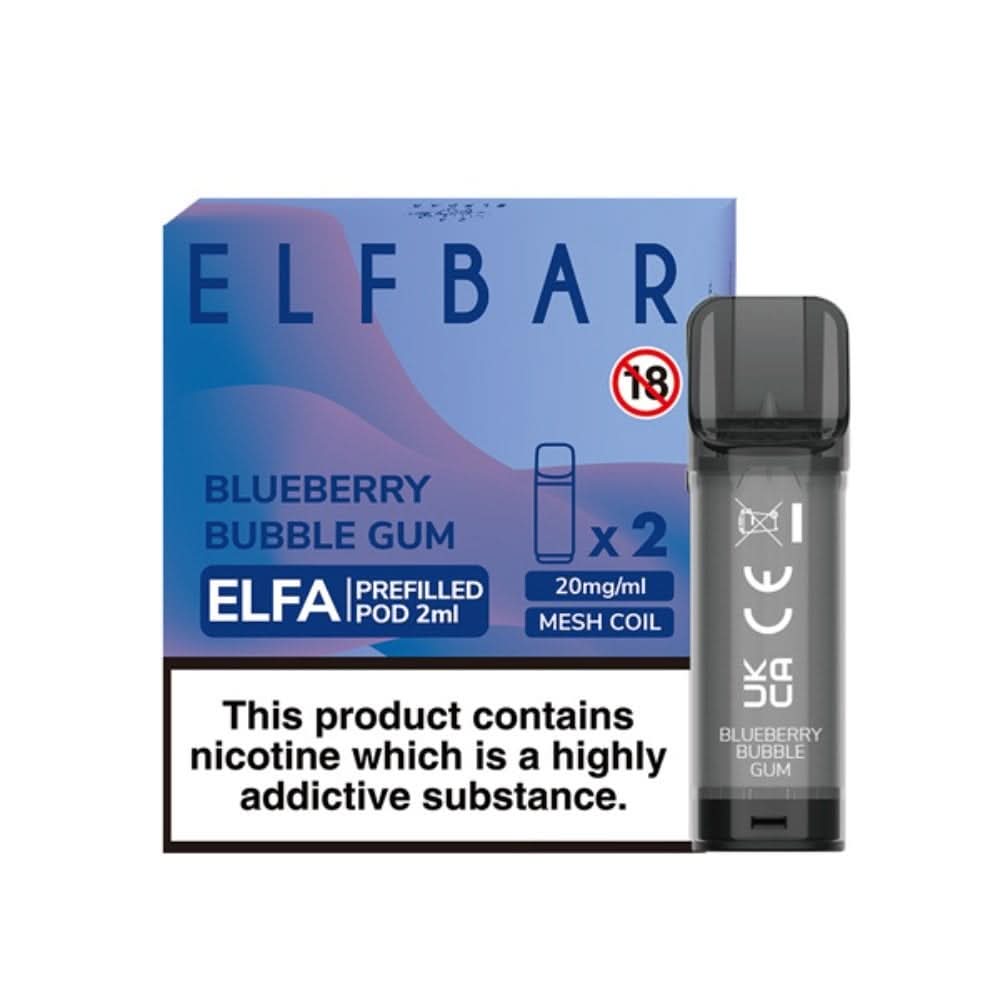Blueberry Bubble Gum Nic Salt E Liquid Pods - Elfa Series (2 x 2ml) | 20mg