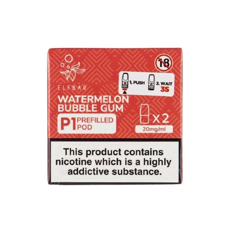 Watermelon Bubble Gum Mate P1 Nic Salt E Liquid Pods (2 x 2ml) | 20mg