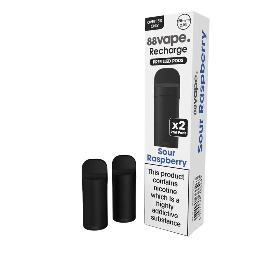Sour Raspberry Nic Salt Vape Pods - Recharge Series (2 x 2ml) | 20mg
