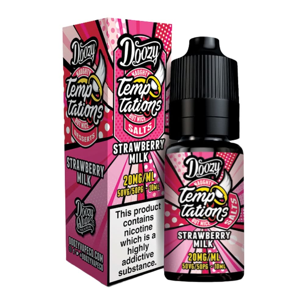 Strawberry Milk Nic Salt E-Liquid Temptations Series by Doozy Vape Co (10ml)