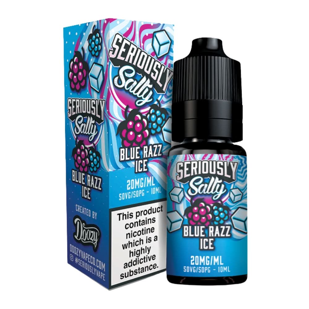 Blue Razz Ice Nic Salt E-Liquid Seriously Salty Series by Doozy Vape Co (10ml)