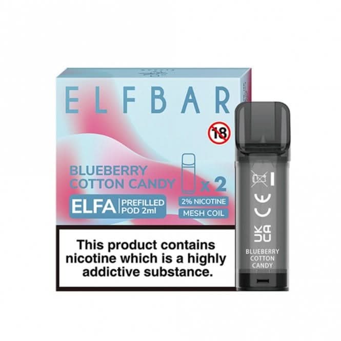 Blueberry Cotton Candy Prefilled Pods Elfa Series by Elf Bar (2 x 2ml)