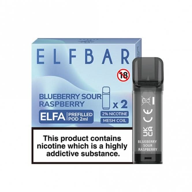 Blueberry Sour Raspberry Prefilled Pods Elfa Series by Elf Bar (2 x 2ml)