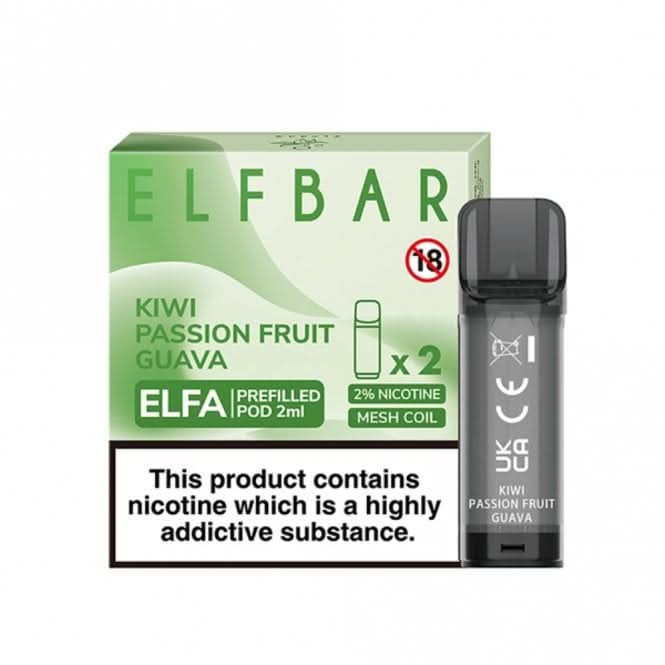 Kiwi Passion Fruit Guava Prefilled Pods Elfa Series by Elf Bar (2 x 2ml)