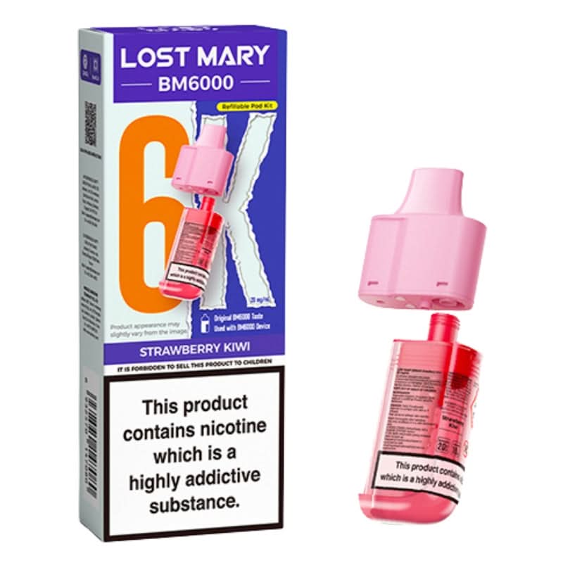 Lost Mary BM6000 Strawberry Kiwi BM6000 Prefilled Pods by Lost Mary (2ml + 10ml) Prefilled Vape Pods